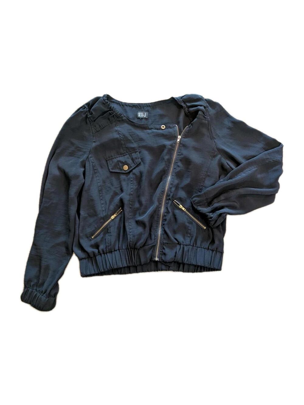 Hipster Y2K Very J Zipper Coat Shirt Jacket Black Small Waist length Trendy